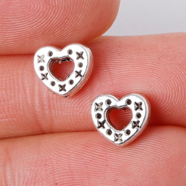 

new 18pcs 7x8mm zinc alloy antique silver hollow loving heart diy charms pendants jewelry making diy, Bronze;silver