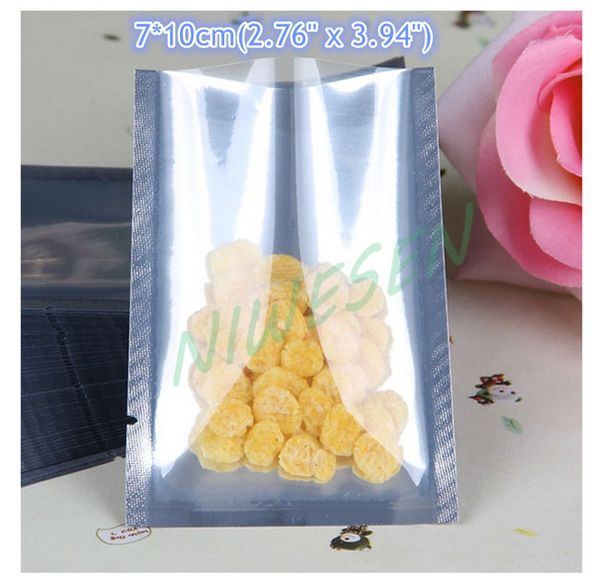 

200pcs/pack x 7x10cm plain pocket aluminium foil bag/ lucency&silver aluminized mylar chocolate packaging pouch, heat top open sealed bags