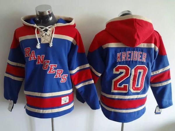 

old time hockey jerseys new york rangers #20 chris kreider blue , dark blue hoodie pullover sports sweatshirts winter jacket, Black;red