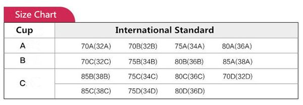 Nubra Seamless Size Chart