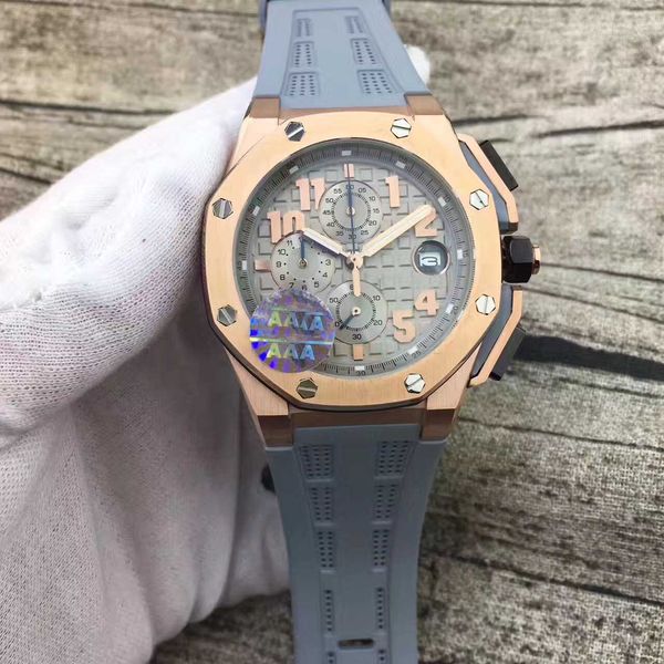 

swiss mens limited golden case offshore кварцевый хронограф часы из нержавеющей стали мужчины спорт дуб джеймс грей резиновые погружение час, Slivery;brown