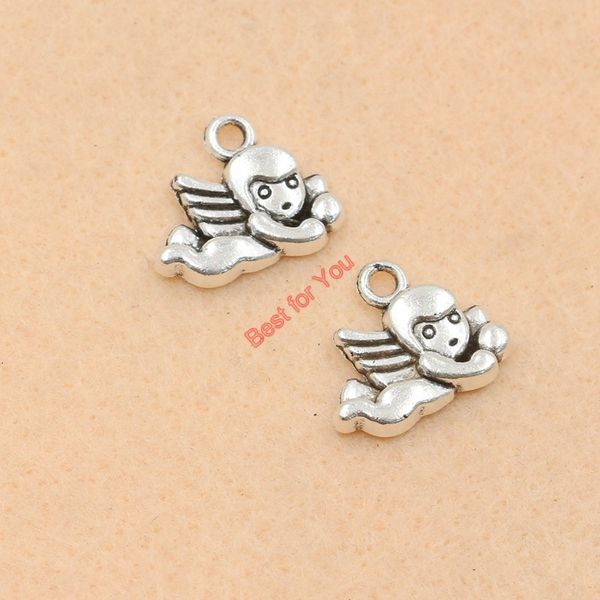 

100pcs antique silver tone angel cupid love charms pendants for jewelry making diy jewelry findings 14x16mm jewelry making, Bronze;silver