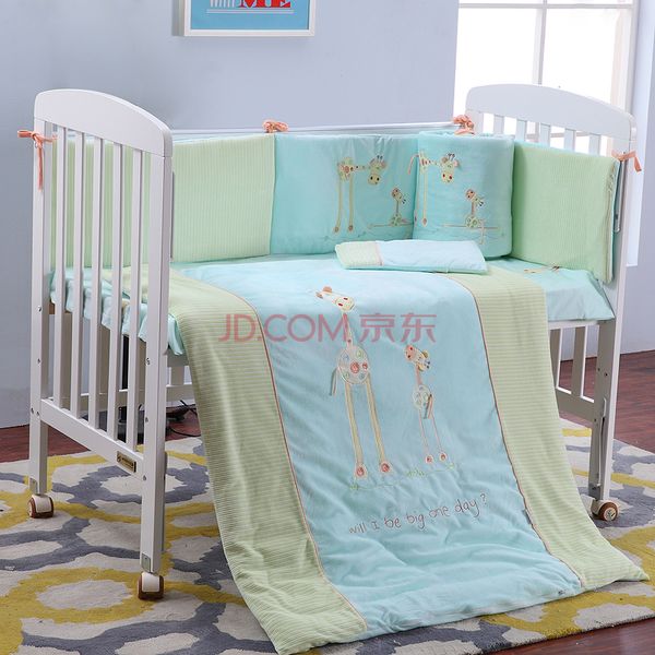 Austtbaby Light Blue Cotton Embroidery Giraffe Mom With Little