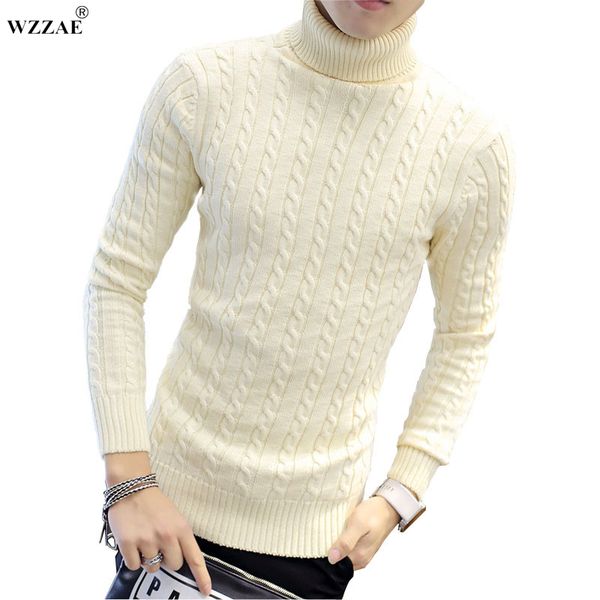 

wholesale-wzzae 2017 new brands twist sweater knitting winter men's turtleneck cotton sweater jumpers pullover sweater men, White;black