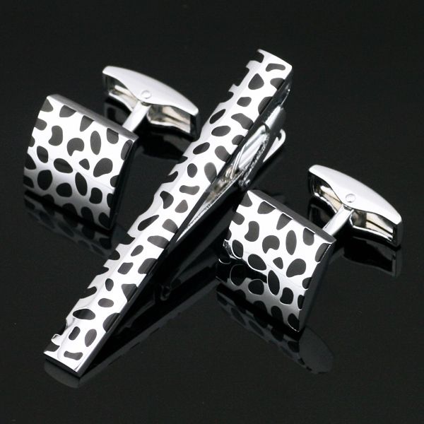 

нержавеющая сталь черный серебро роскошные запонки и зажим для галстука застежка бар набор подарков для мужчин французская рубашка высокое к, Silver;golden