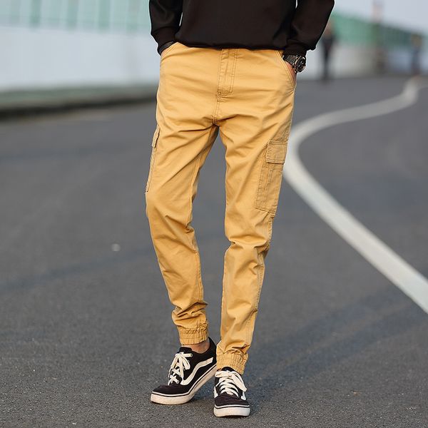 

wholesale-men's casual pants beam foot sport hip hop overalls pants trousers outdoor sweatpants jogging mens joggers training man pants, Black