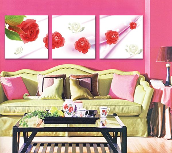 Acheter Livraison Gratuite 3 Pièces Aucune Image De Limage Impressions Sur Toile Abstrait Arbres Noir Et Blanc Fleur De Dessin Animé Rose