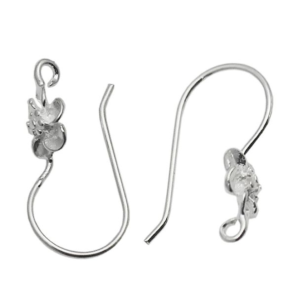 

beadsnice flower earwires french hook earrings findings open loop earring wires in 925 sterling silver id 34940, Slivery;crystal