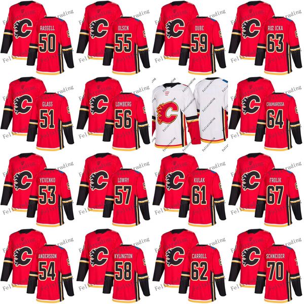 

Calgary Flames 50 Mark Rassell 51 Tanner Glass 53 Oleg Yevenko Dylan Olsen Joel Lowry Dillon Dube Brett Kulak 2017-2018 Season Jersey