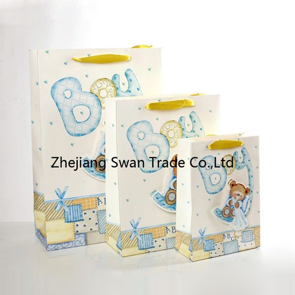 fashion children gift bags with custom color printing gift paper