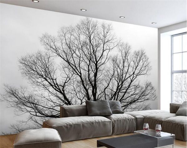 

custom wallpaper black & white trees trees mural tv background wall living room bedroom mural wallpaper for walls 3 d