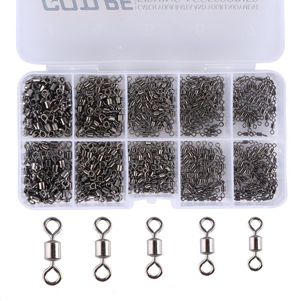

goture 500pcs /lot fishing swivels 4 #6 #8 #10 #12 #rolling swivel connector for fishing hooks fishing tackle accessories