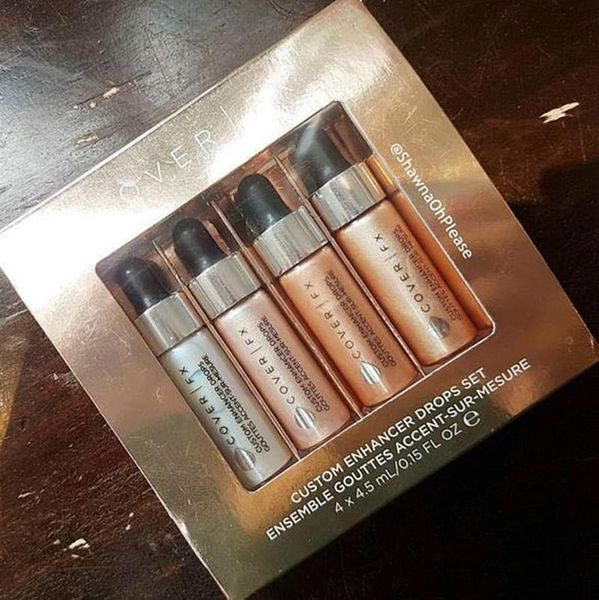 

cover fx custom enhancer drops set ensemble gouttes accent-sur-mesure face highlighter powder 4pcs/ set glow cover fx 4.5ml liquid