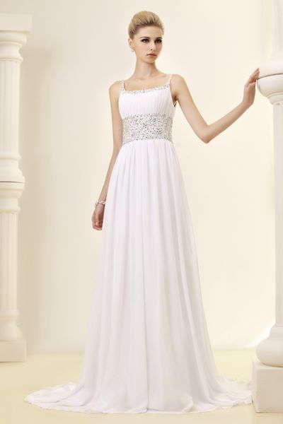 

2019 Newest Beading Chiffon Lace Up Beach Wedding Dress A-Line Court Train Wedding Dress Arabic Bridal Gowns Custom Made Vestidos De Novia