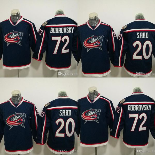 

Youth #72 Sergei Bobrovsky #20 Saad Columbus Blue Jackets Hockey Jerseys Kids All Stitched Hockey Jersey