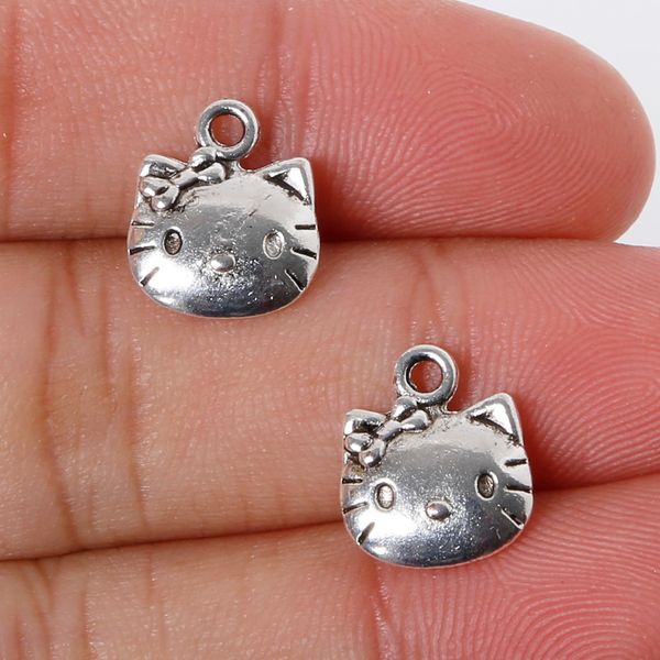 

12pcs 11x13mm zinc alloy antique silver kt cat diy charms pendants jewelry making diy, Bronze;silver