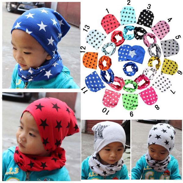 

2017 high-quality children's hat collar sets, baby spring and autumn winter star hat scarf two-piece, a variety of styles wholesale, Blue;gray