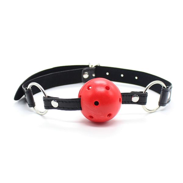 Silicona de Cuero Genuino 45mm Negro Hebilla de cierre de bola Arnés cefálico Gag ballgag