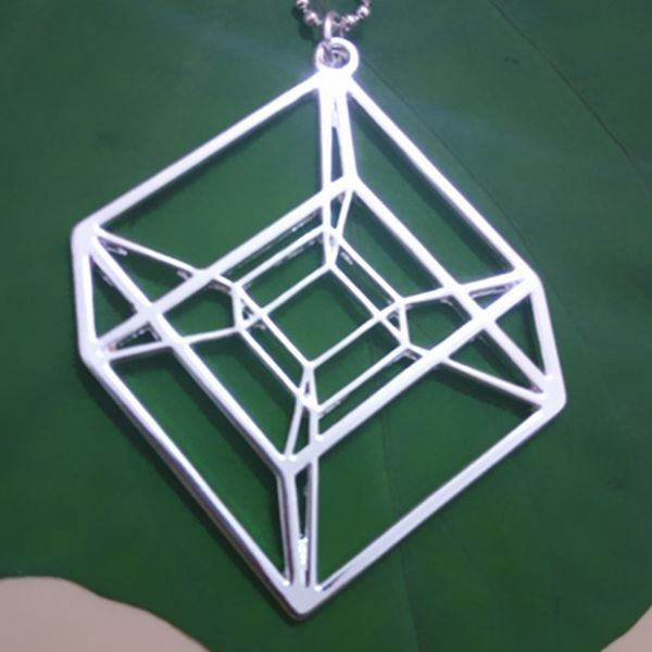 

wholesale Hypercube Gold/Silver plated Geometry necklace - Tesseract - math gift With 50cm chain free shipping