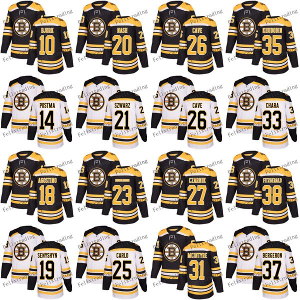 

37Bergeron Jersey 33 Zdeno Chara 14 Paul Postma 20 Riley Nash 26 Colby Cave Zane McIntyre 2017-2018 Season Boston Bruins Jersey