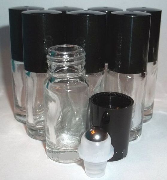 

300pc refillable thick 5ml 1 6oz mini roll on clear gla bottle e ential oil teel metal roller ball fragrance perfume