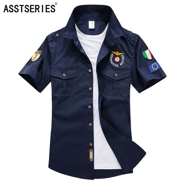 

wholesale- 2017 real promotion spring and summer on the 1st short-sleeved men's casual shirt jackets ma1 men plus size -xxxl, White;black