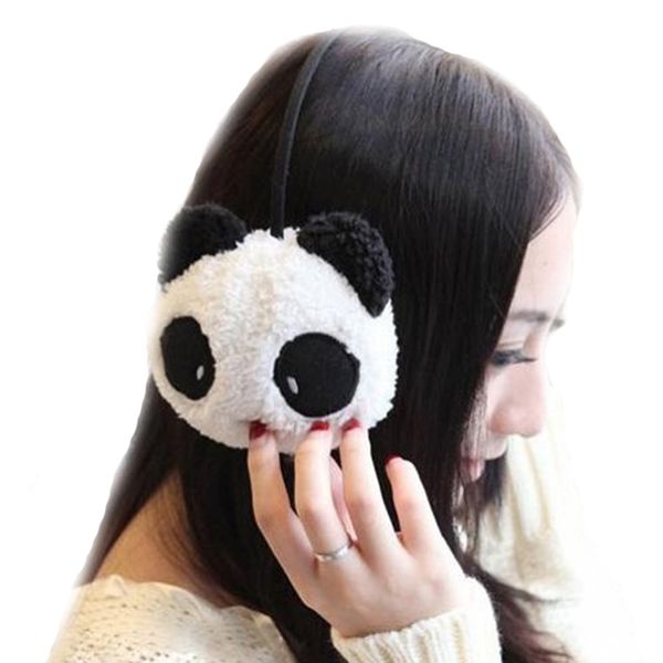 

wholesale-lovely novelty earmuffs panda style women warm ear animal rabbit protective gril plush winter keep warmer earmuff pure cotton, Blue;gray