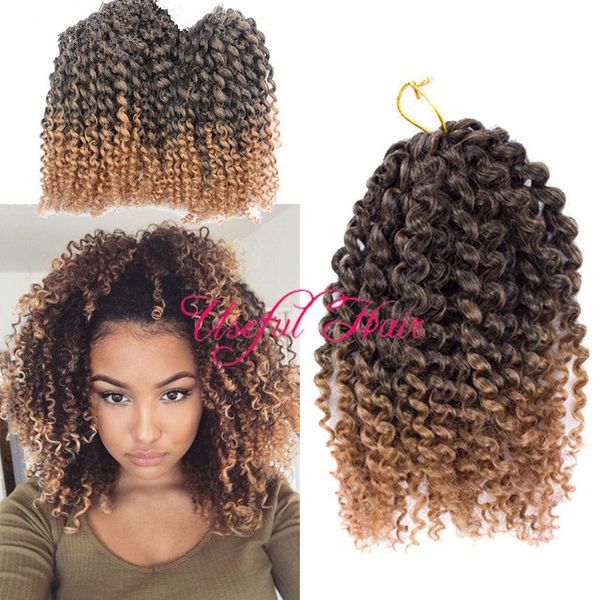 

sell malibob 8inch blonde marlybob 3pcs lot afro kinky curly hair ombre mali bob hair extensions synthetic bariding hair crochet braids, Black