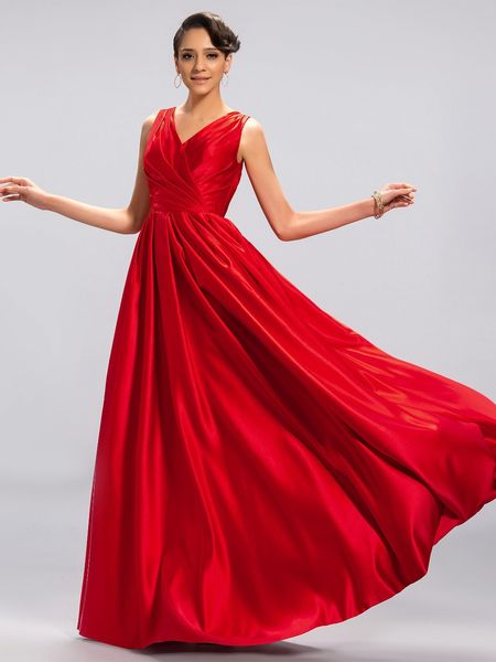 

2019 Newest Style Long Deep V-Neck Floor-Length Backless Evening Dress A-Line Matte Satin Formal Prom Dress Robe de soiree Custom Made