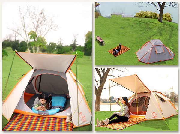 

drop shipping tent opening hydraulic automatic tent camping shelters waterproof sunny double-deck protective outdoors tents for 3-4 person