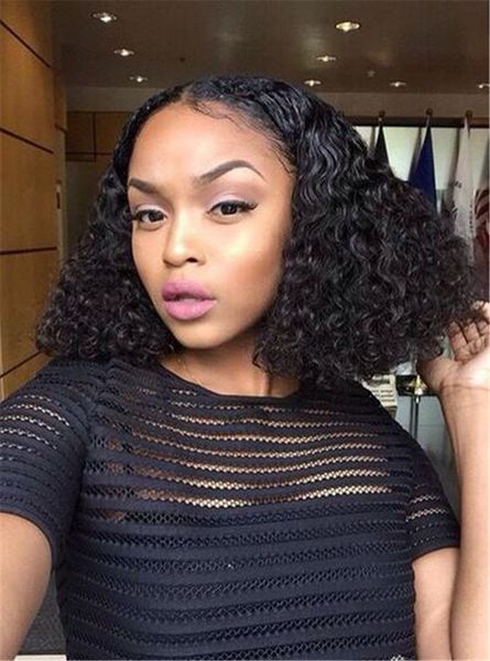 Brazilian Hair Short Curly Wave Full Lace Bob Wig With Baby Hair