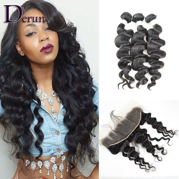 

3 bundle loo e body wave with lace frontal clo ure 13x4 pre plucked brazilian peruvian indian malay ian virgin hair