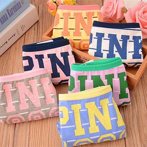 

Cotton women pantie oft lovely pink letter girl brief underwear week day pantie for women