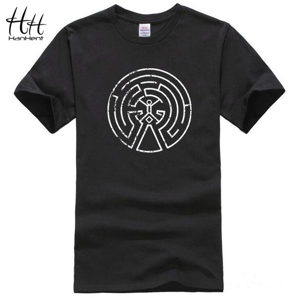 

wholesale-hanhent westworld maze men cotton t shirts 2017 new arrival short sleeve o-neck west world dolores male casual t-shirt tees, White;black