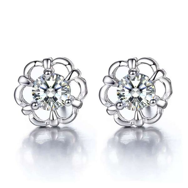 

925 sterling silver items swiss crystal jewelry stud earring flower shaped vintage wedding charms new arrival, Golden;silver