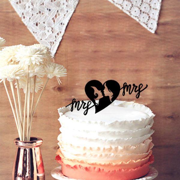 2019 Same Sex Wedding Cake Topper Heart Mrs And Mrs Kiss For