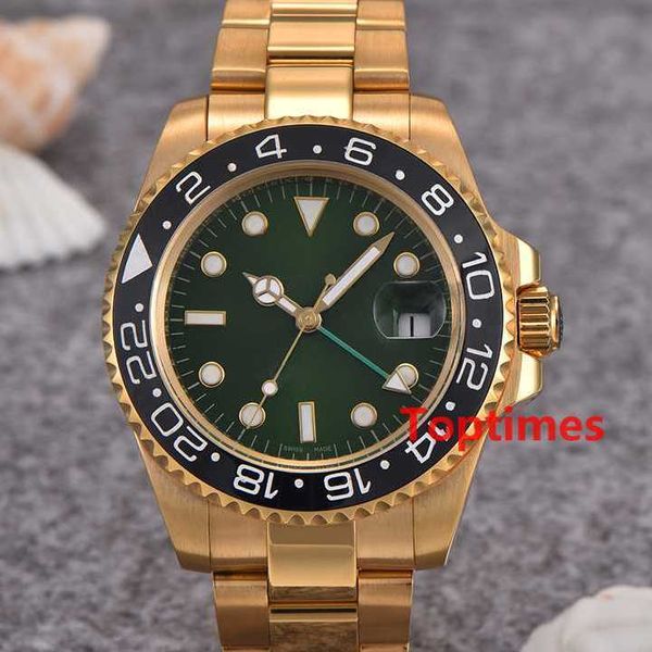 

Люксовый бренд золотой циферблат Женева часы GMT автоматический мастер из нержаве