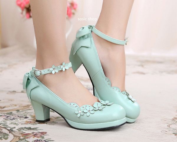 

japanese new soft lolita lolita petal bow cosplay adorable women shoes, Black