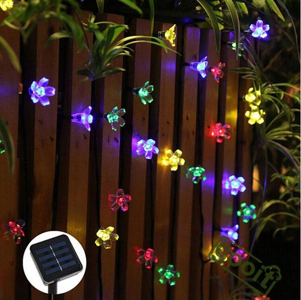 

50 leds 7m peach sakura flower solar lamp power led string fairy lights solar garlands garden christmas decor for outdoor