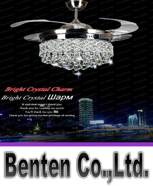 

invisible crystal light ceiling fans modern led crystal lamp indoor parlor ceiling fans crystal light remote control control llfa11