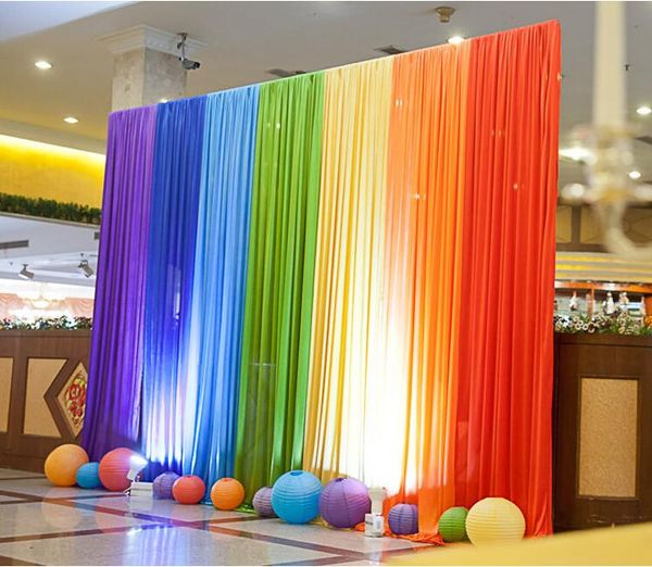 Ice Silk Rainbow Wedding Backdrop Colourful Wedding Background