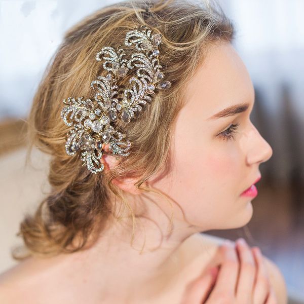 

beijia Rhinestone Branch Hair Clip Barrettes Vintage Wedding Headpiece Bridal Hair Accessories Comb Handmade Women Jewelry