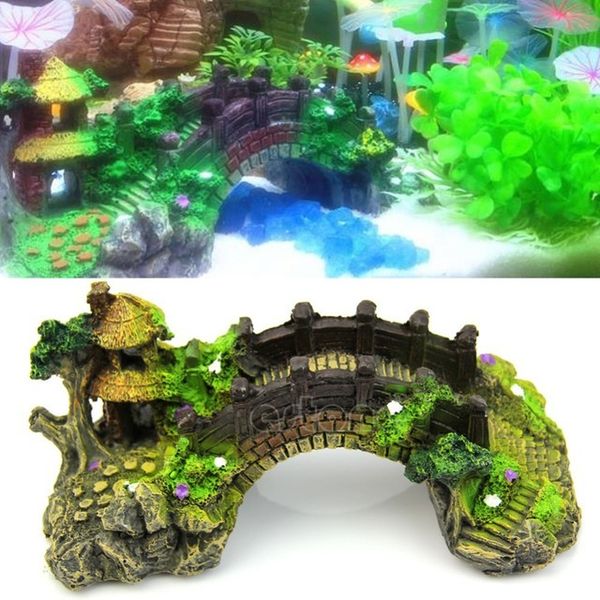 

manufacturer resin deocorations rockery ornaments ecological fish tank aquarium accessories with wholesale price simulation bridge