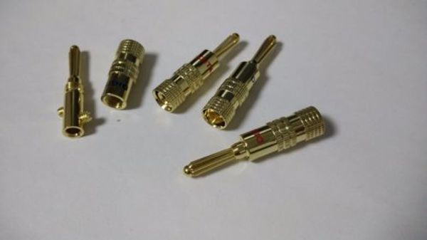 20 pcs cobre banhado a ouro 4mm banana plug para adaptador de cabo de cabo de alto-falante