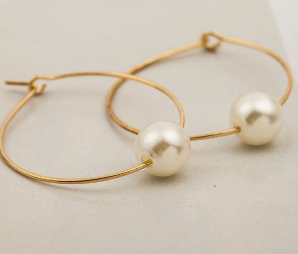 

2018 new pearl ear hoop beautiful earring jewelry ear rings, Golden;silver