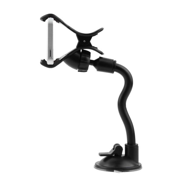 

universal soft tube holder car mount holder 360 rotation windshield bracket suction dual clip for for s7/edge 6s/plus gps mobile phone car