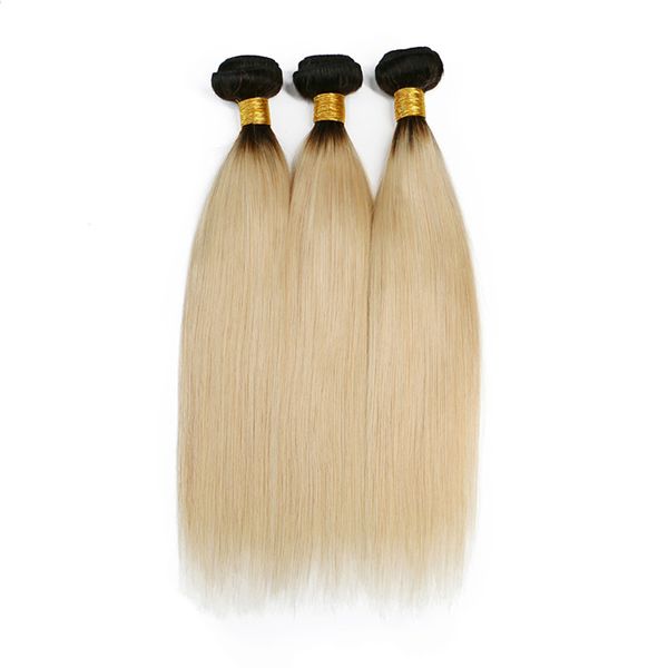 ELIBESS HAIR-Ombre 1b 613 Raízes Escuras Loira 100g One PieceBrazilian Remy Extensão Do Cabelo Em Linha Reta 100% Feixes de Tecer Cabelo Humano Trama Dupla