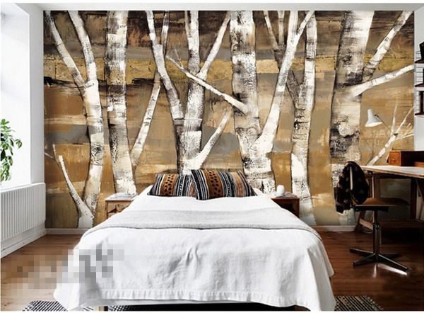 

silver birch tree p wallpaper murals for bedroom landscape wallpapers european retro abstract wall paper 3d custom size