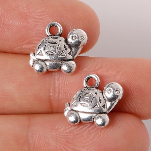 

7pcs 11x12mm zinc alloy antique silver tortoise diy charms pendants jewelry making diy, Bronze;silver