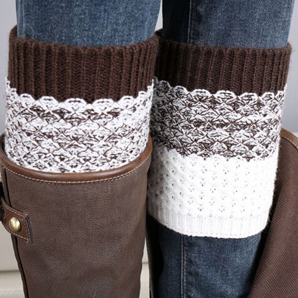 

wholesale-soft fashion women warm crochet knitted trim boot cuffs ers leg warmers hot, Black;white